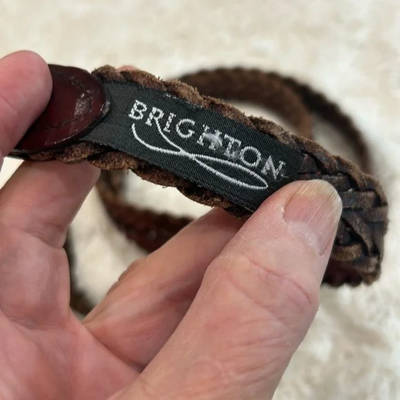 Brighton Men’s Brown Braided Leather Belt Size 40 - Picture 3 of 6